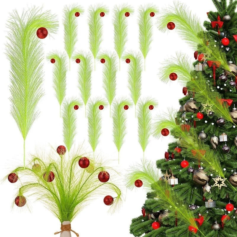 Pampas Grass Decor - Decorazione Natalizia con Ramo Verde Intrecciato