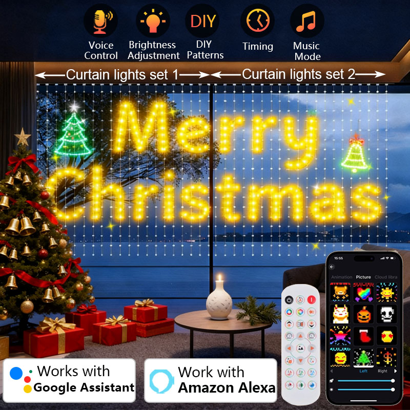 Home Decor Free App - 1/2PCS 400LED Smart Tenda Luce Luci